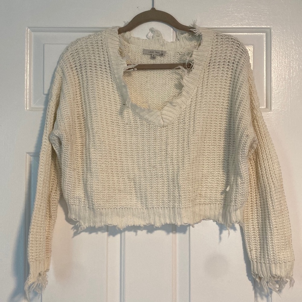 White cropped sweater
